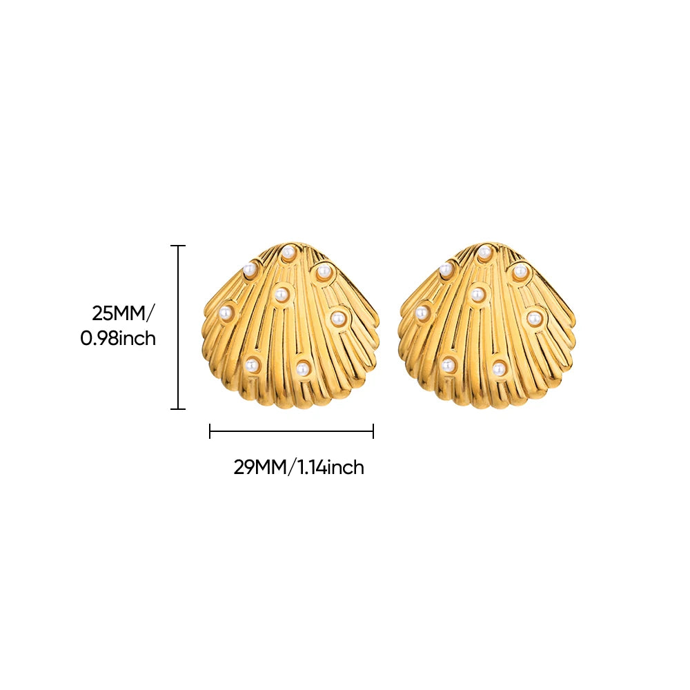 Boucles d'Oreilles Perles Femme - Acier Inoxydable Doré Tendance 2024