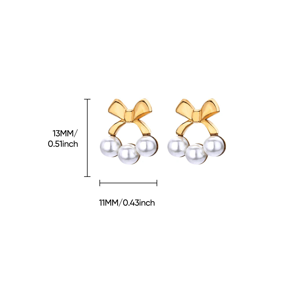 Boucles d'Oreilles Perles Femme - Acier Inoxydable Doré Tendance 2024