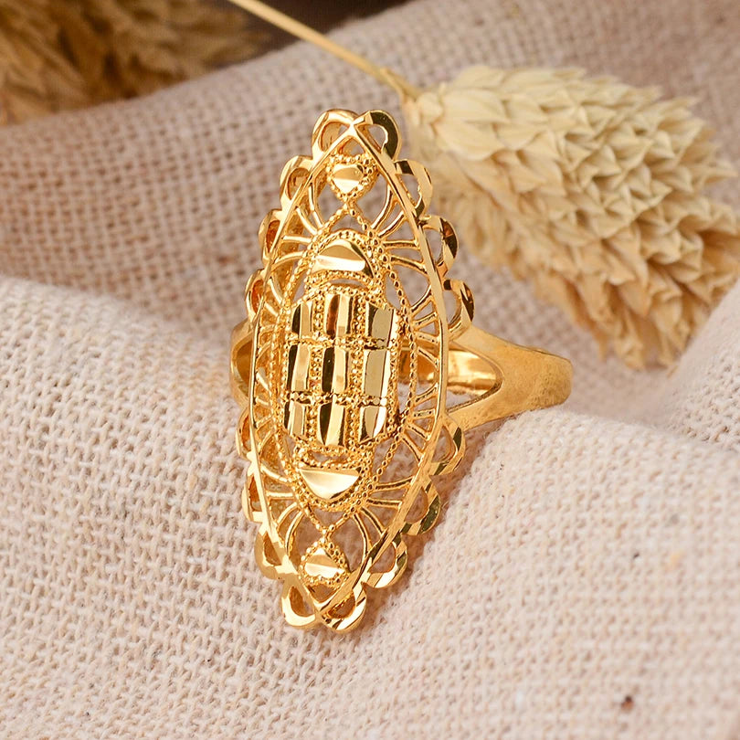 Bague Fleurs Africaines - Plaqué Or