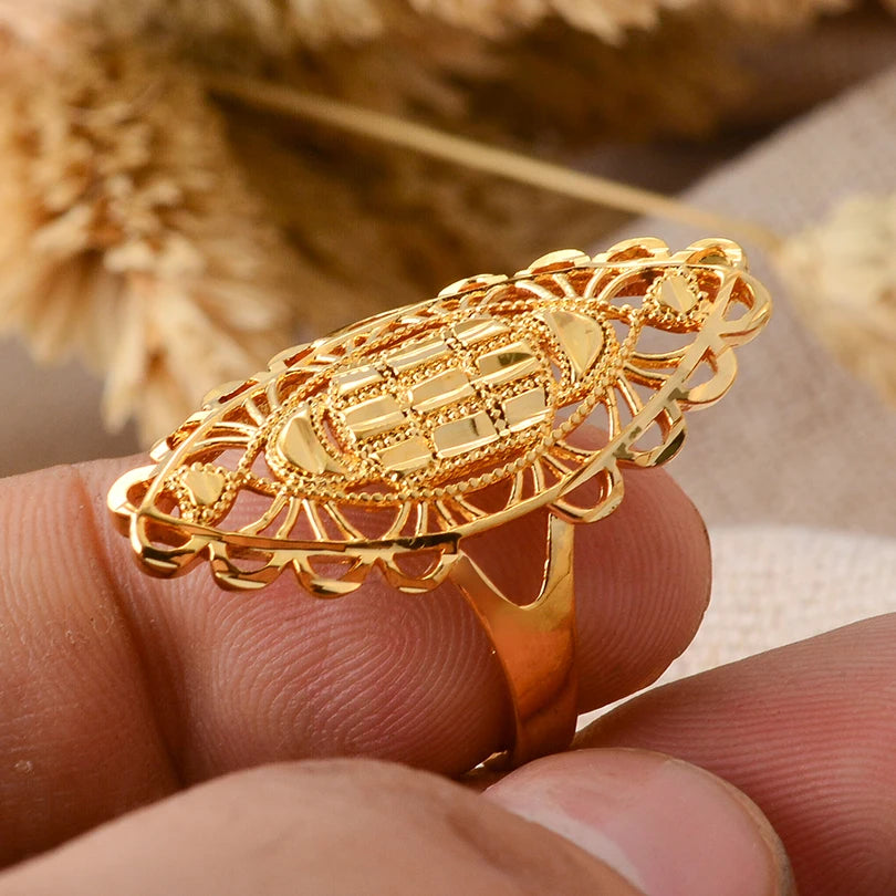 Bague Fleurs Africaines - Plaqué Or