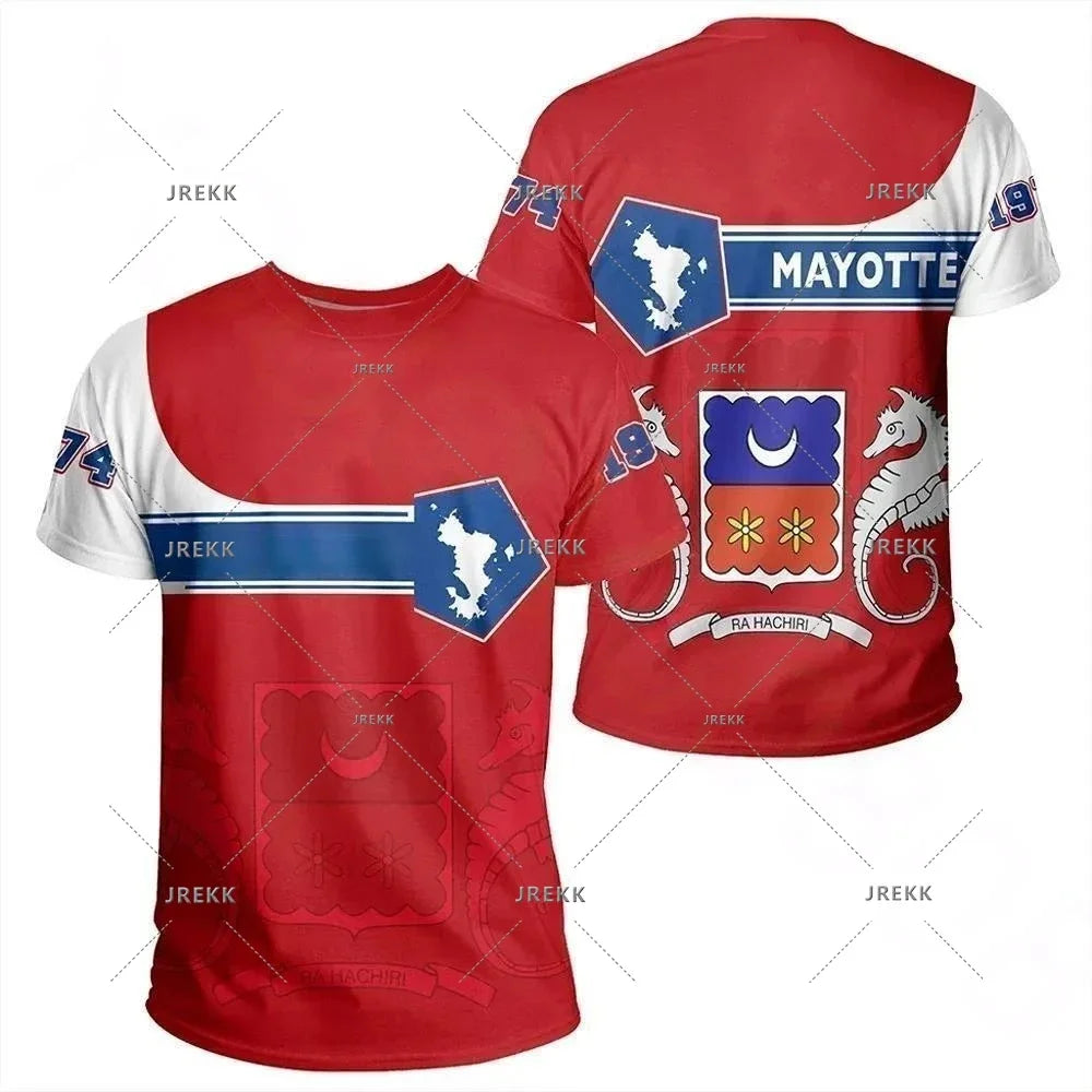 Mayotte Coast Map Flag T Shirt For Men Clothes Africa Zone National Emblem Graphic T Shirts Rocky Style T-Shirt Women Tee Tops