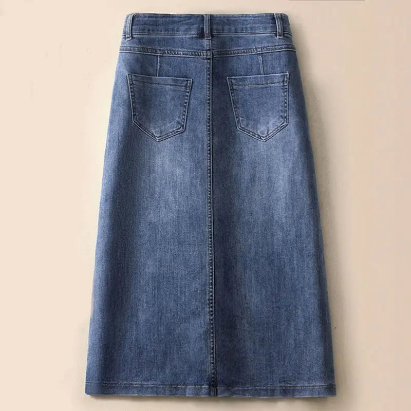 Jupe en jean taille haute décontractée pour femme, style coréen, nouvelle collection été 2023, avec poches et poches épissées