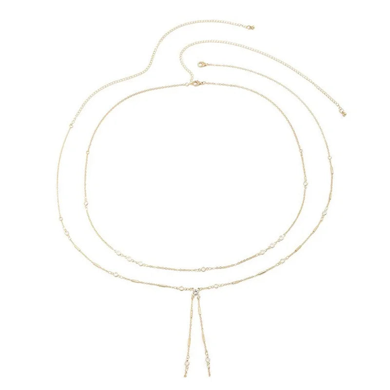 Chaîne de Taille Double Couche à Pompons - Bijou de Corps Plage Bikini