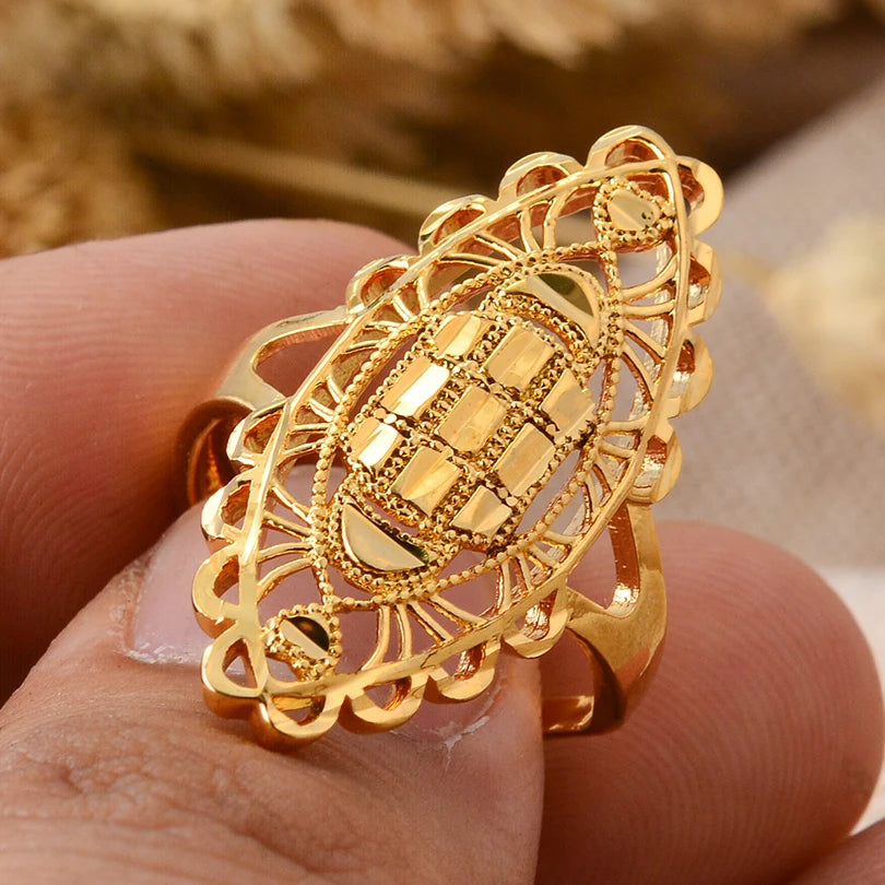 Bague Fleurs Africaines - Plaqué Or