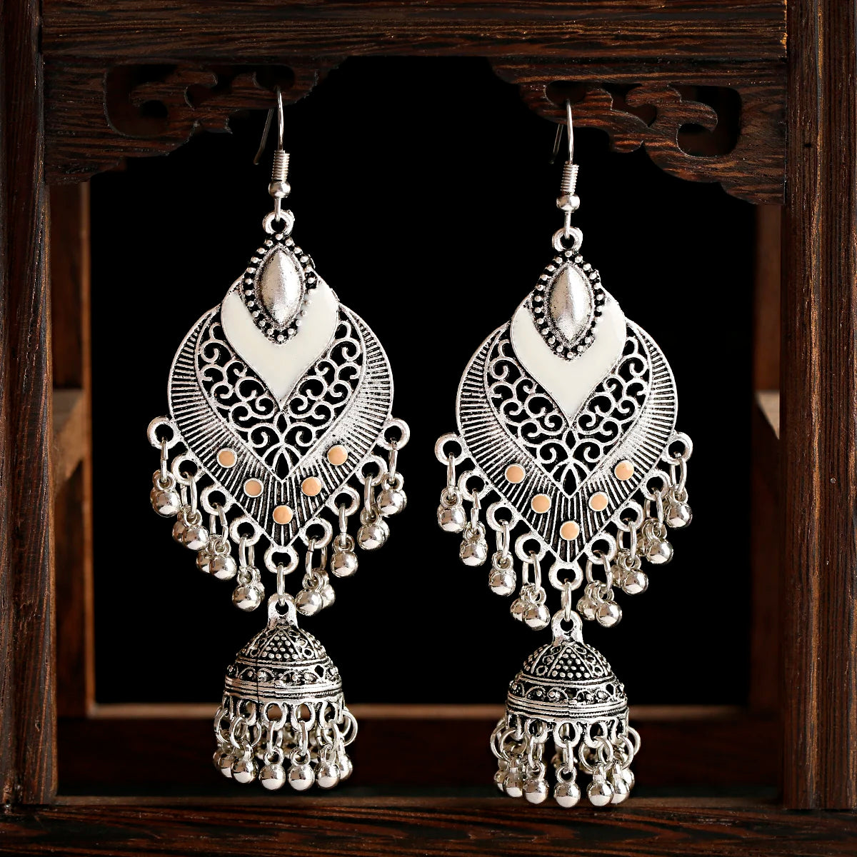 Boucles d'Oreilles Jhumka Indiennes - Bijoux Ethniques Émaillés Colorés
