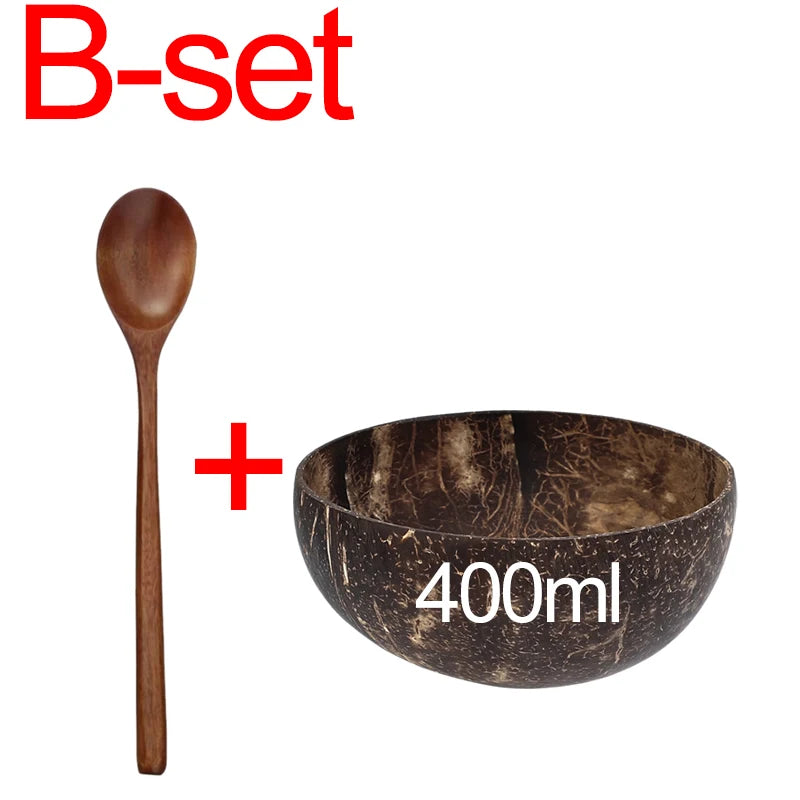 Bols en Noix de Coco Naturels 6/1PCS - Vaisselle en Bois Réutilisable pour Salade et Service