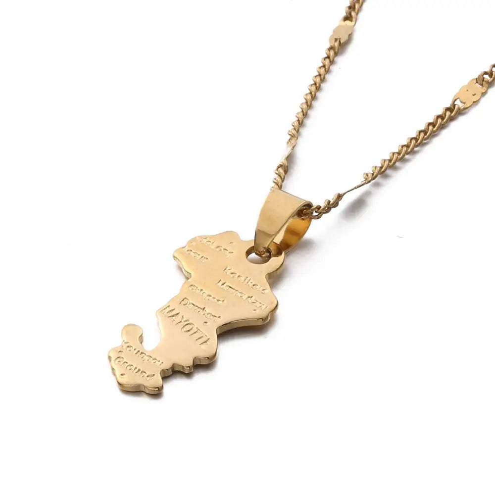 Collier Carte de Mayotte - Pendentif Doré