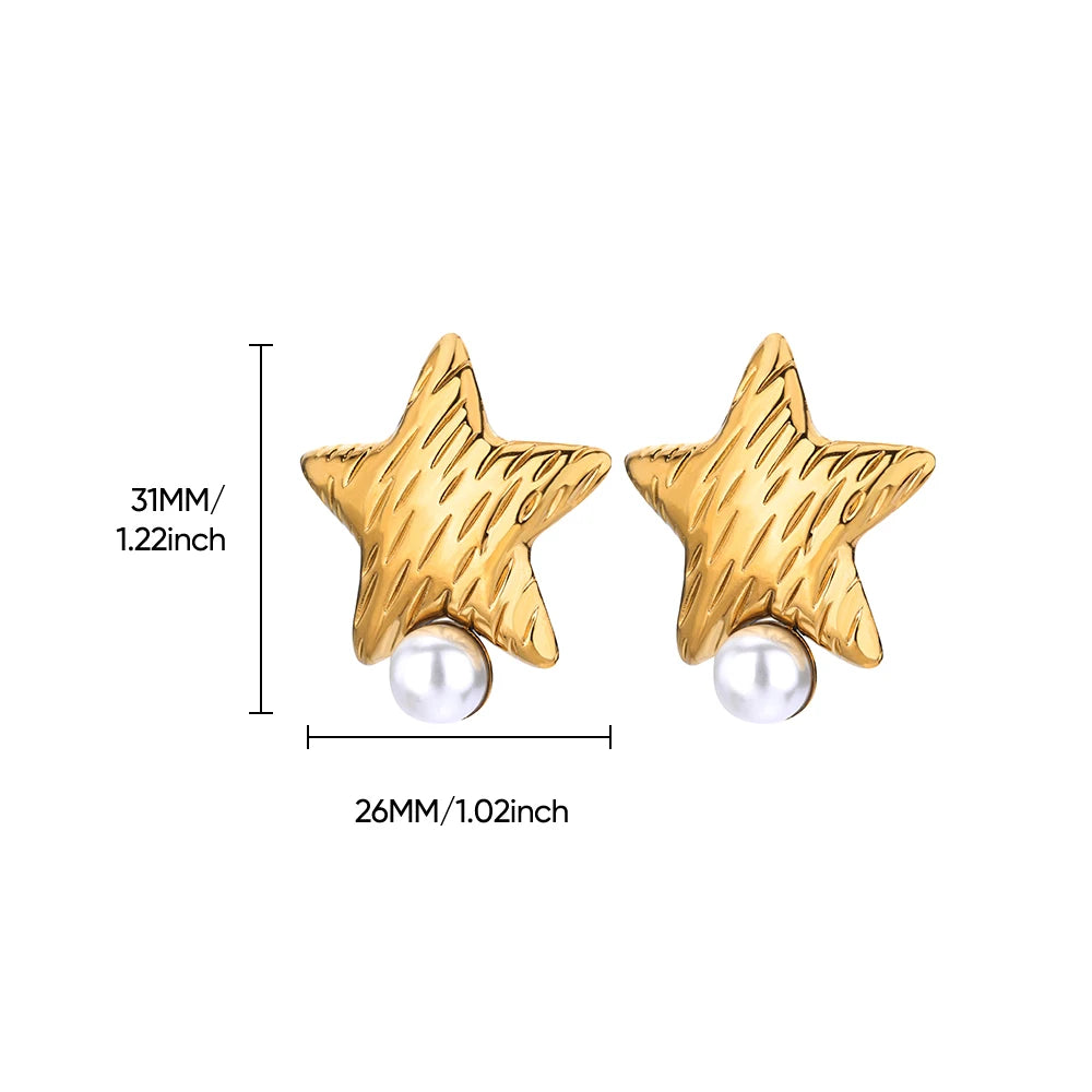 Boucles d'Oreilles Perles Femme - Acier Inoxydable Doré Tendance 2024