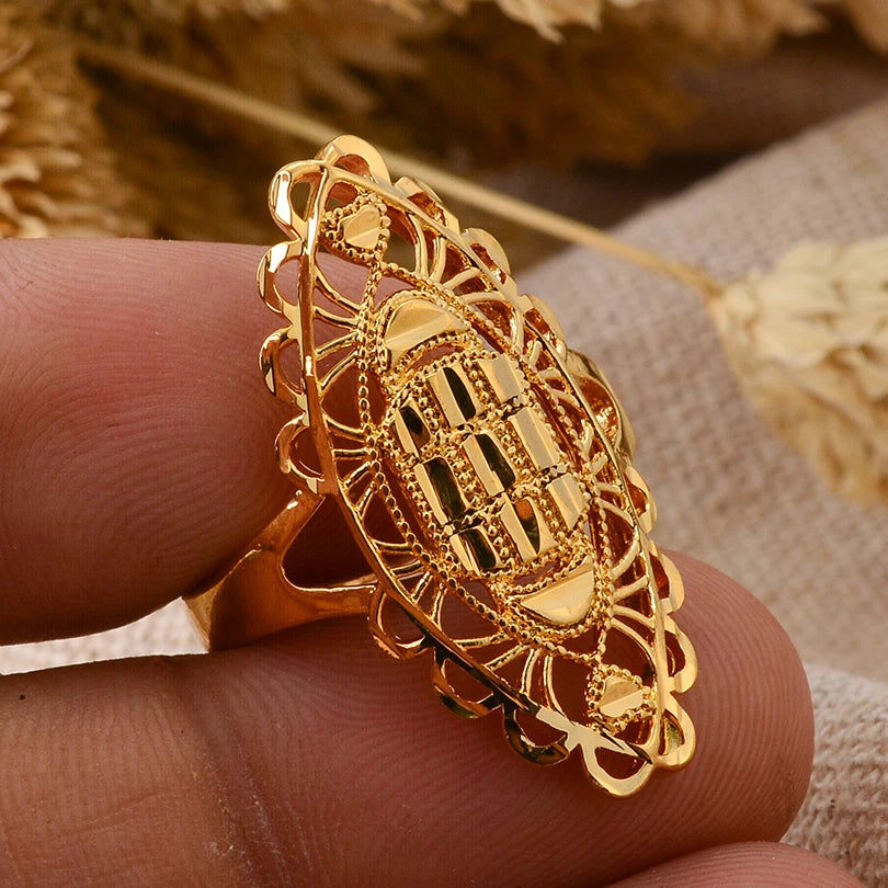 Bague Fleurs Africaines - Plaqué Or