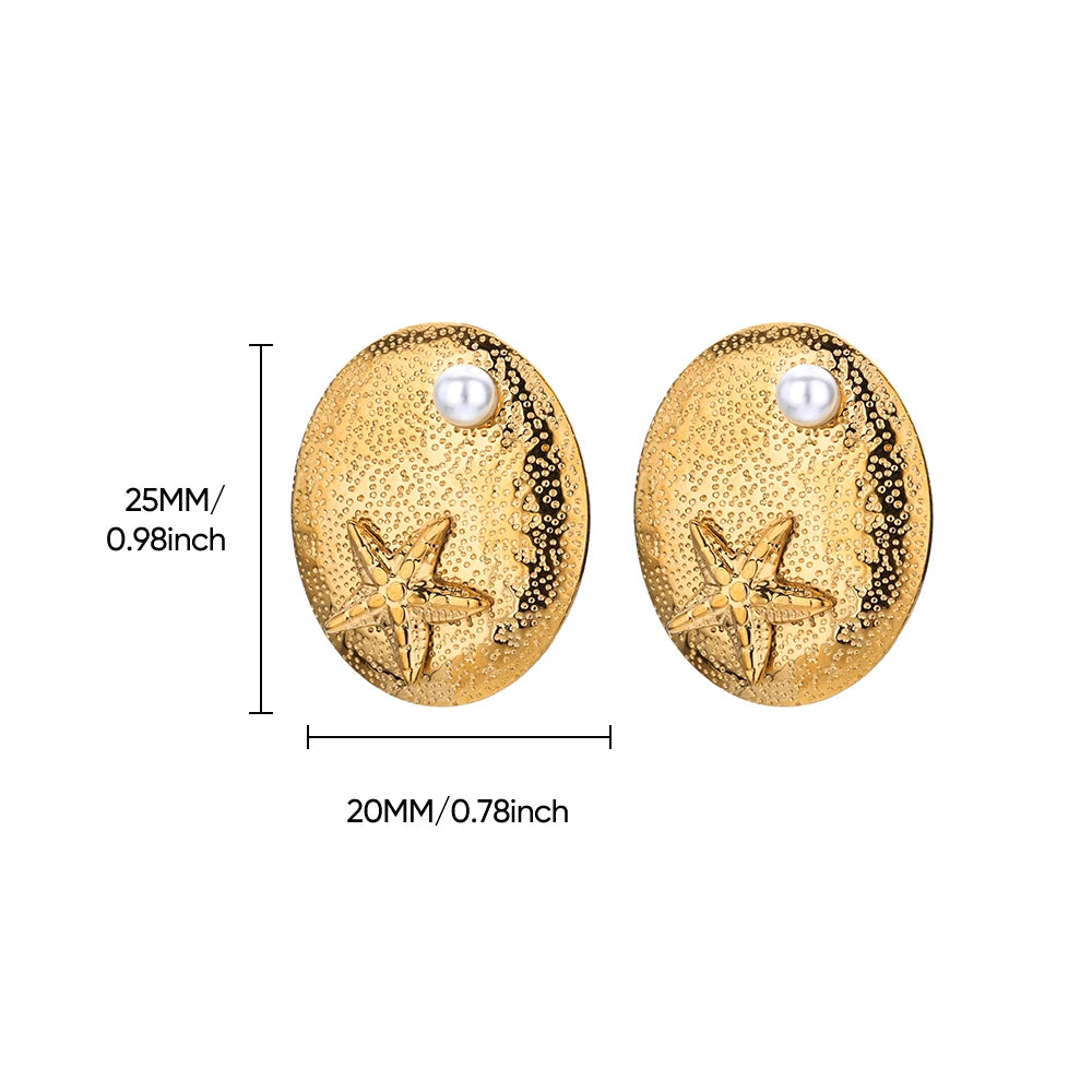Boucles d'Oreilles Perles Femme - Acier Inoxydable Doré Tendance 2024