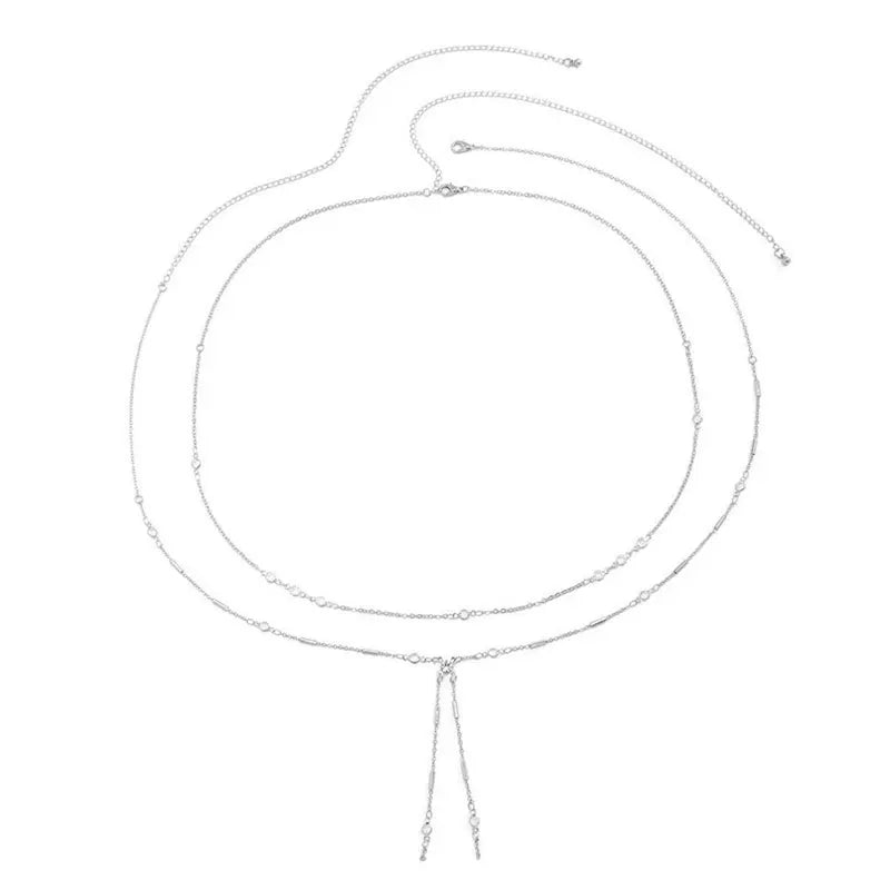 Chaîne de Taille Double Couche à Pompons - Bijou de Corps Plage Bikini