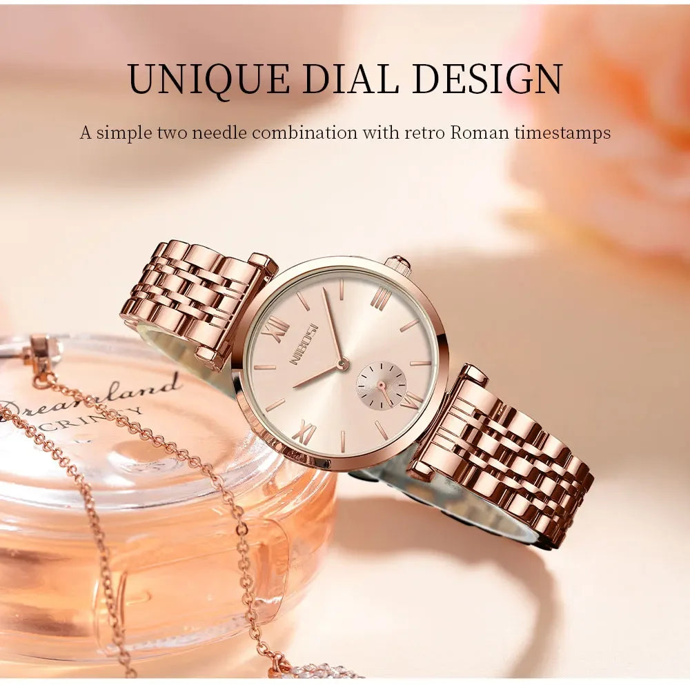 NIBOSI 2025 Rose Gold Wrist Watch Ladies Steel Women's Bracelet Watches Female Clock Women Watches Relogio Feminino Montre Femme