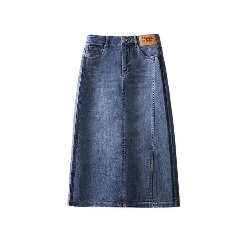 Jupe en jean taille haute décontractée pour femme, style coréen, nouvelle collection été 2023, avec poches et poches épissées