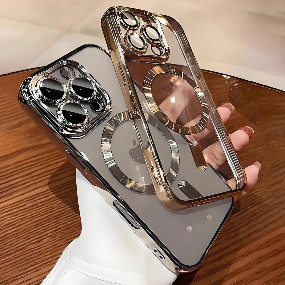 Magnetic Plating Camera Lens Protection Case For iPhone 17 16 15 14 Plus 13 12 11 Pro Max Case for Magsafe Wireless Charge Cover
