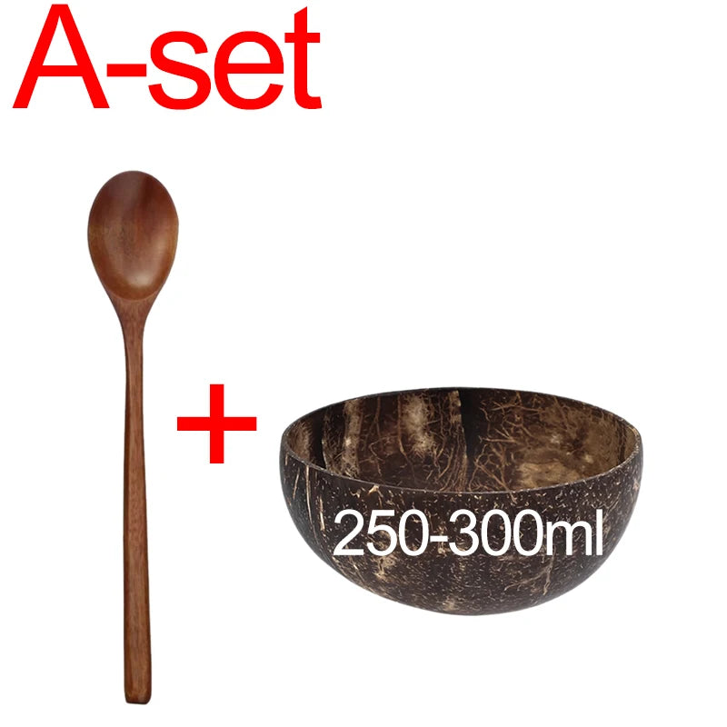 Bols en Noix de Coco Naturels 6/1PCS - Vaisselle en Bois Réutilisable pour Salade et Service