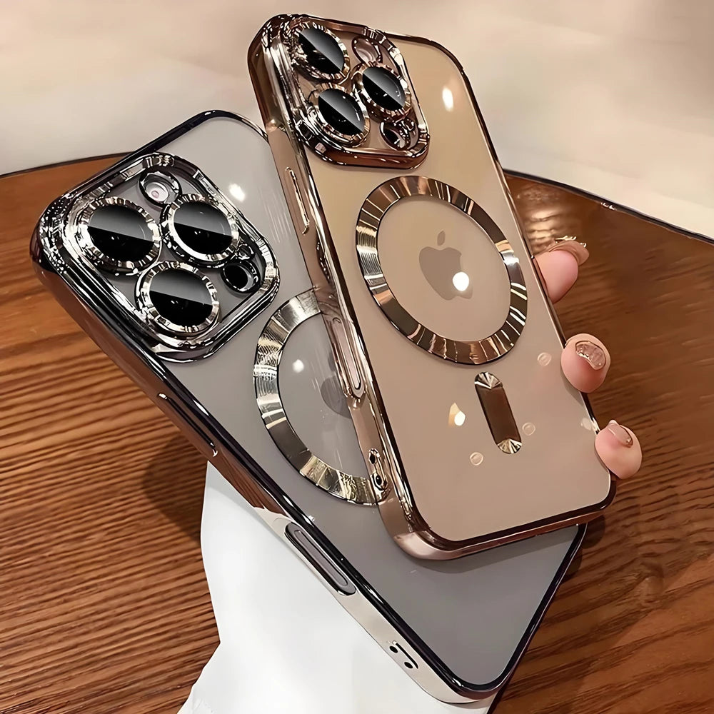 Magnetic Plating Camera Lens Protection Case For iPhone 17 16 15 14 Plus 13 12 11 Pro Max Case for Magsafe Wireless Charge Cover