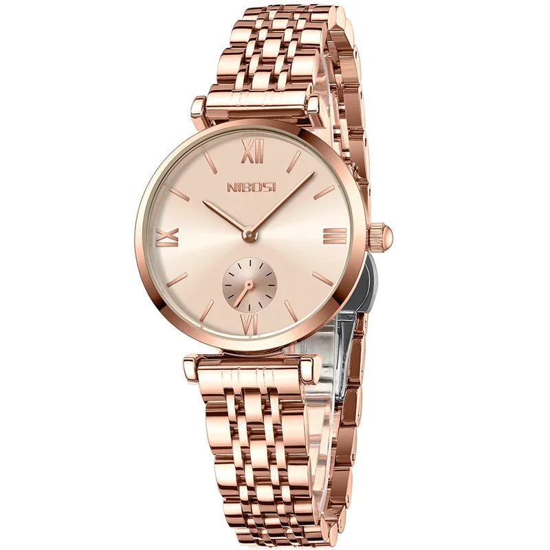 NIBOSI 2025 Rose Gold Wrist Watch Ladies Steel Women's Bracelet Watches Female Clock Women Watches Relogio Feminino Montre Femme
