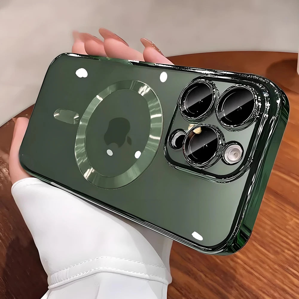 Magnetic Plating Camera Lens Protection Case For iPhone 17 16 15 14 Plus 13 12 11 Pro Max Case for Magsafe Wireless Charge Cover
