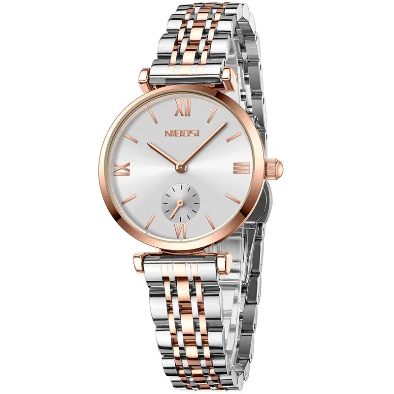 NIBOSI 2025 Rose Gold Wrist Watch Ladies Steel Women's Bracelet Watches Female Clock Women Watches Relogio Feminino Montre Femme