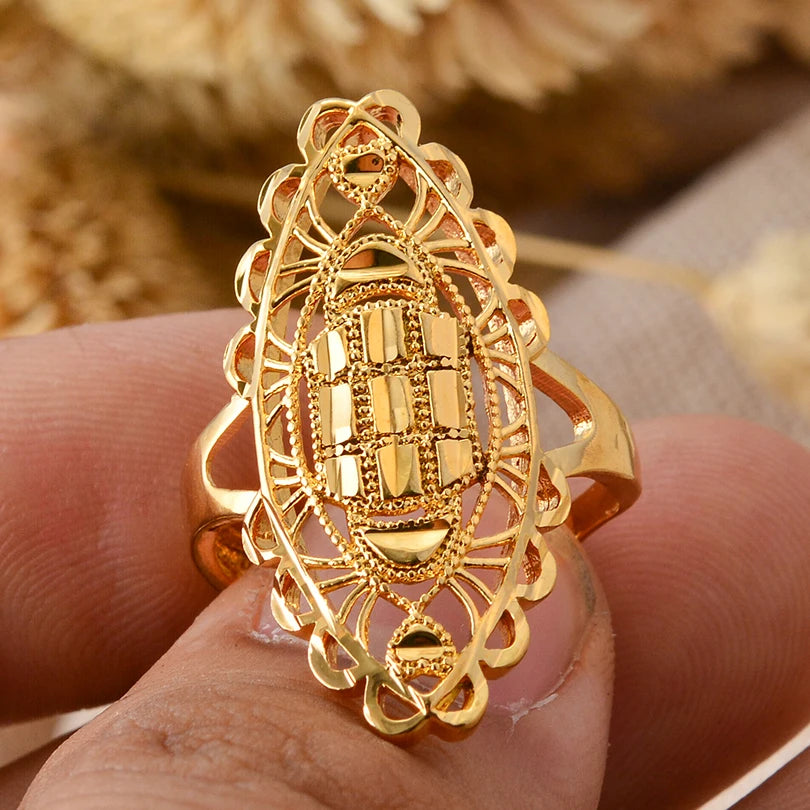 Bague Fleurs Africaines - Plaqué Or
