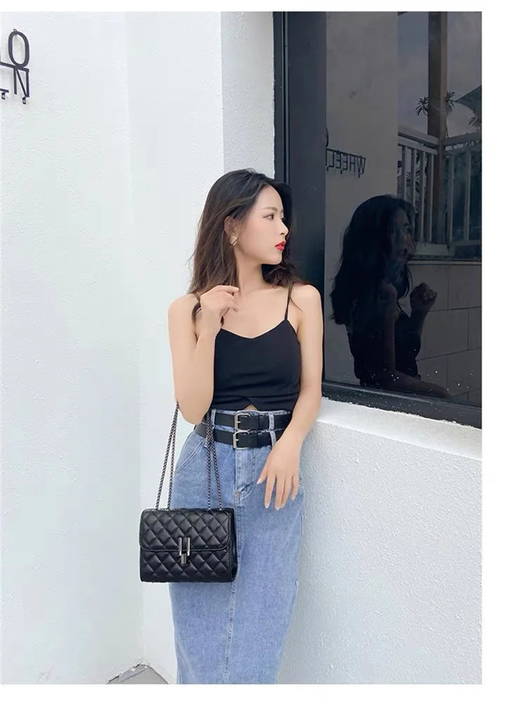 Sac Bandoulière Carré Losange Chaîne Femme - Style Tendance