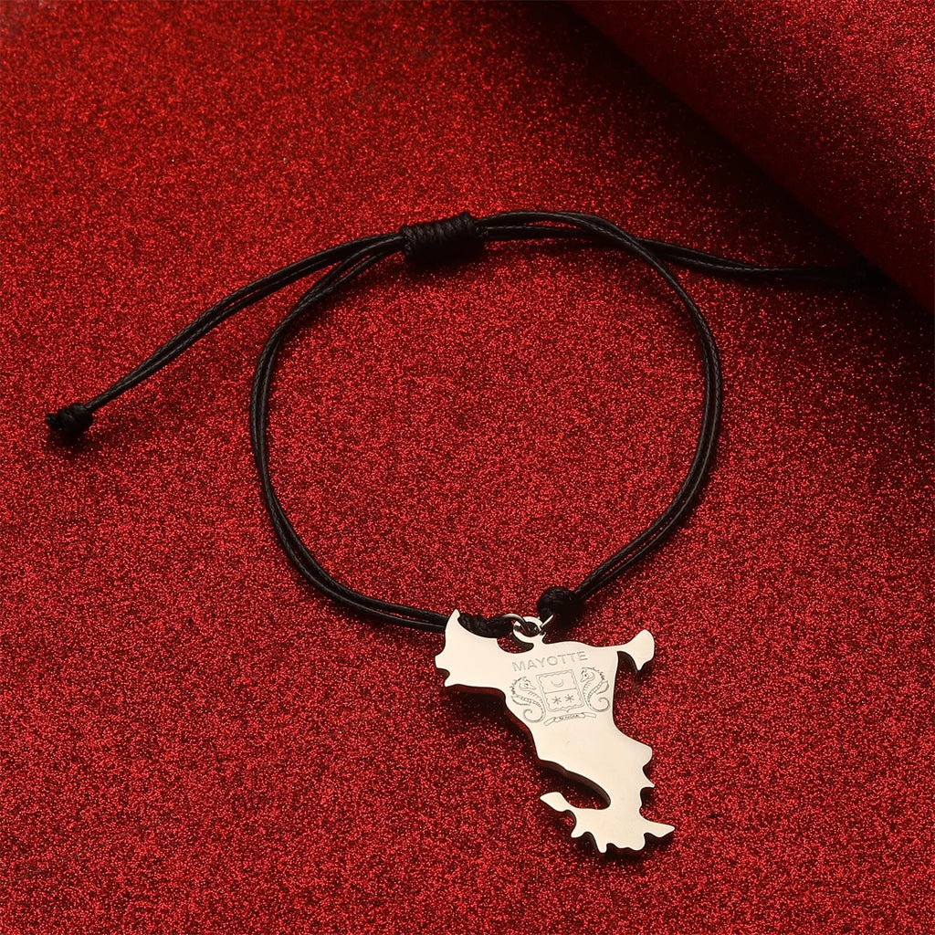 Stainless steel map pendant of Mayotte Island, France, suitable for both men and women, couple, ethnic patriotism, jewelry gift,