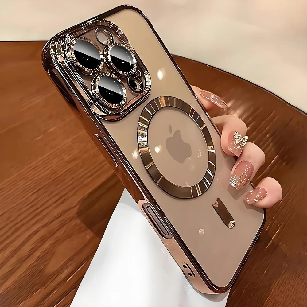 Magnetic Plating Camera Lens Protection Case For iPhone 17 16 15 14 Plus 13 12 11 Pro Max Case for Magsafe Wireless Charge Cover