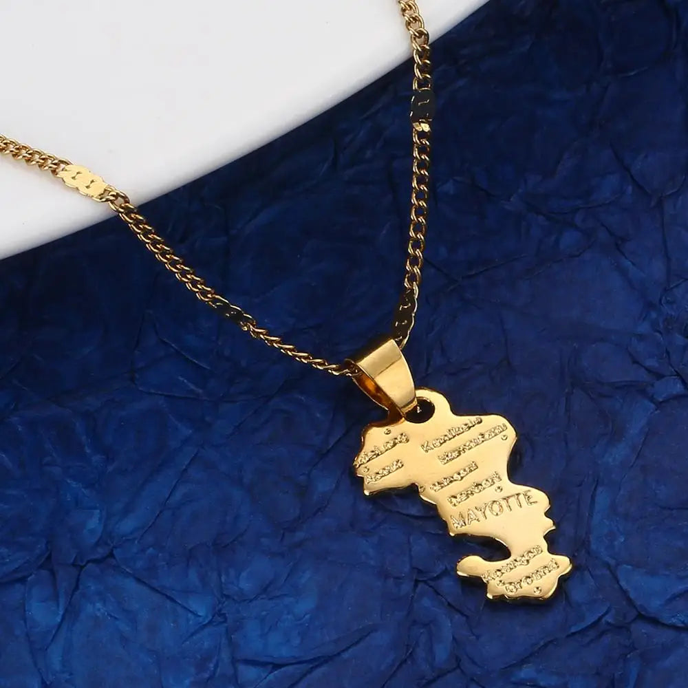 Collier Carte de Mayotte - Pendentif Doré