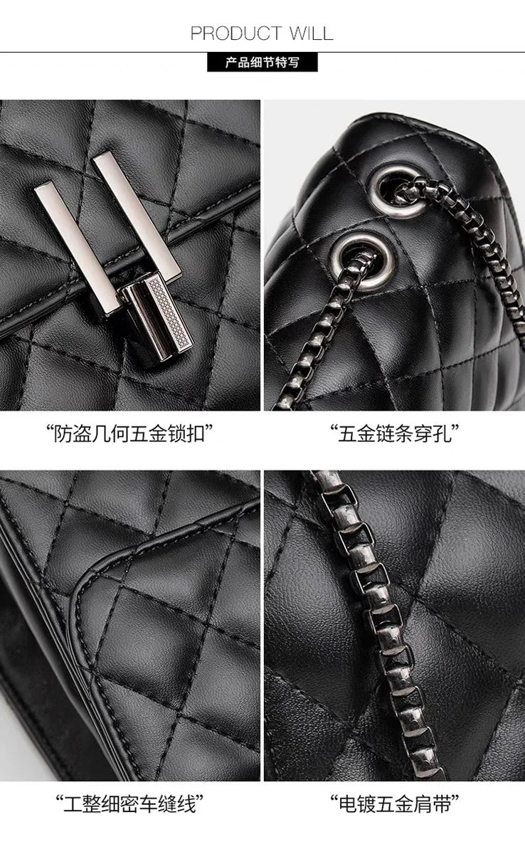 Sac Bandoulière Carré Losange Chaîne Femme - Style Tendance