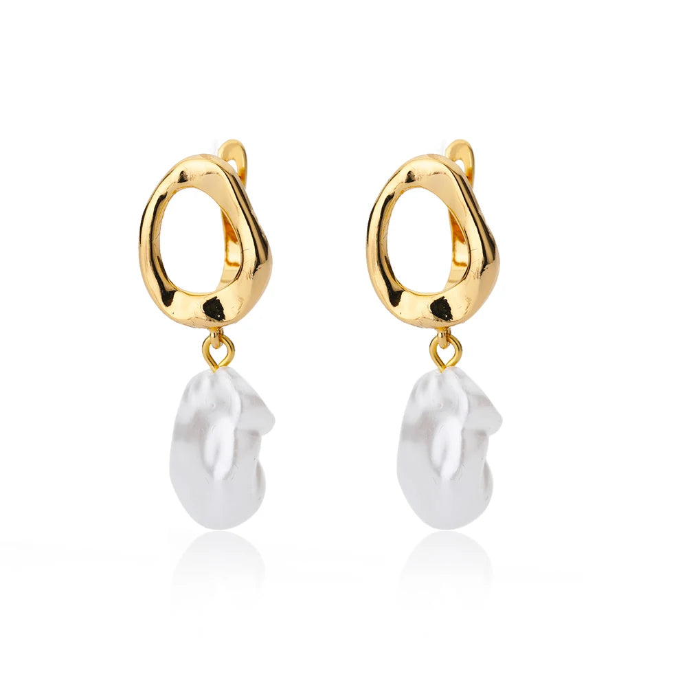 Boucles d'Oreilles Perles Femme - Acier Inoxydable Doré Tendance 2024