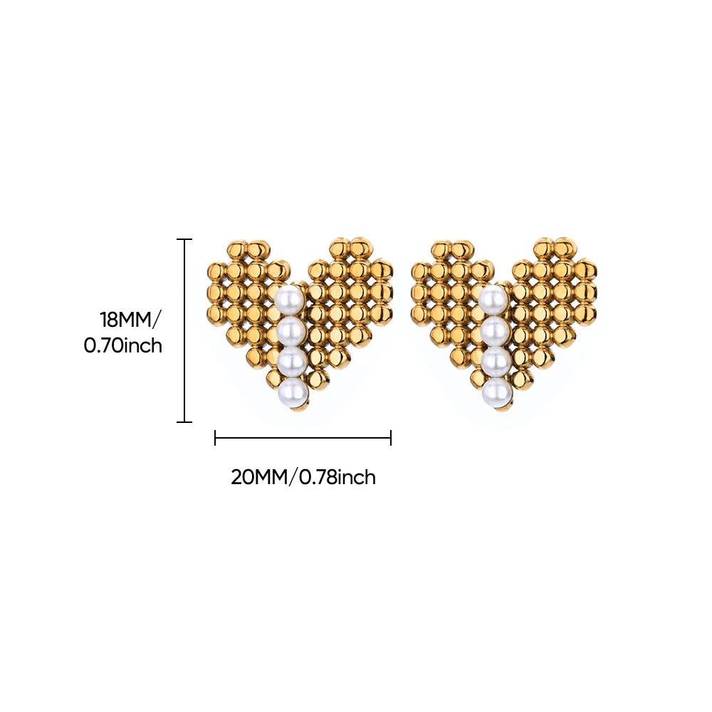 Boucles d'Oreilles Perles Femme - Acier Inoxydable Doré Tendance 2024