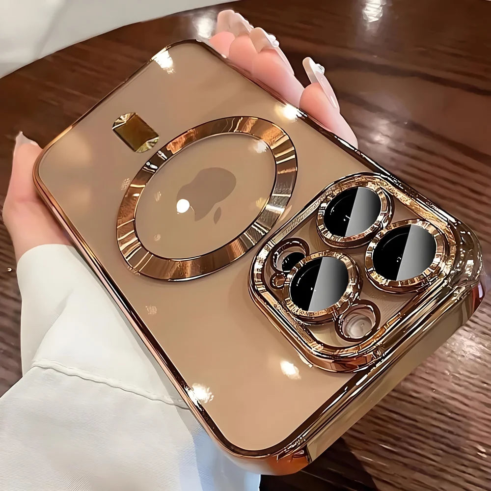Magnetic Plating Camera Lens Protection Case For iPhone 17 16 15 14 Plus 13 12 11 Pro Max Case for Magsafe Wireless Charge Cover