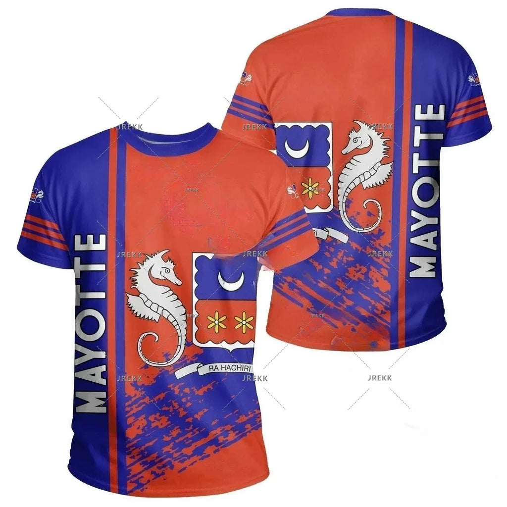 Mayotte Coast Map Flag T Shirt For Men Clothes Africa Zone National Emblem Graphic T Shirts Rocky Style T-Shirt Women Tee Tops