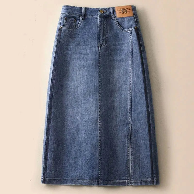 Jupe en jean taille haute décontractée pour femme, style coréen, nouvelle collection été 2023, avec poches et poches épissées