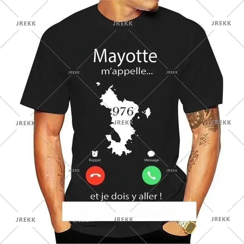 Mayotte Coast Map Flag T Shirt For Men Clothes Africa Zone National Emblem Graphic T Shirts Rocky Style T-Shirt Women Tee Tops